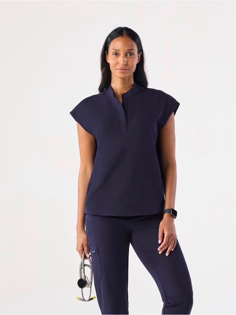 Figs Navy Rafaela scrub top
